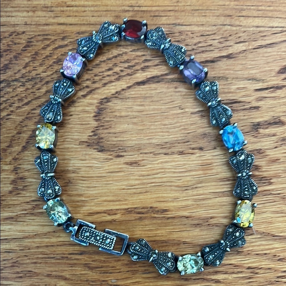 Vintage Marcasite glass colored  stones